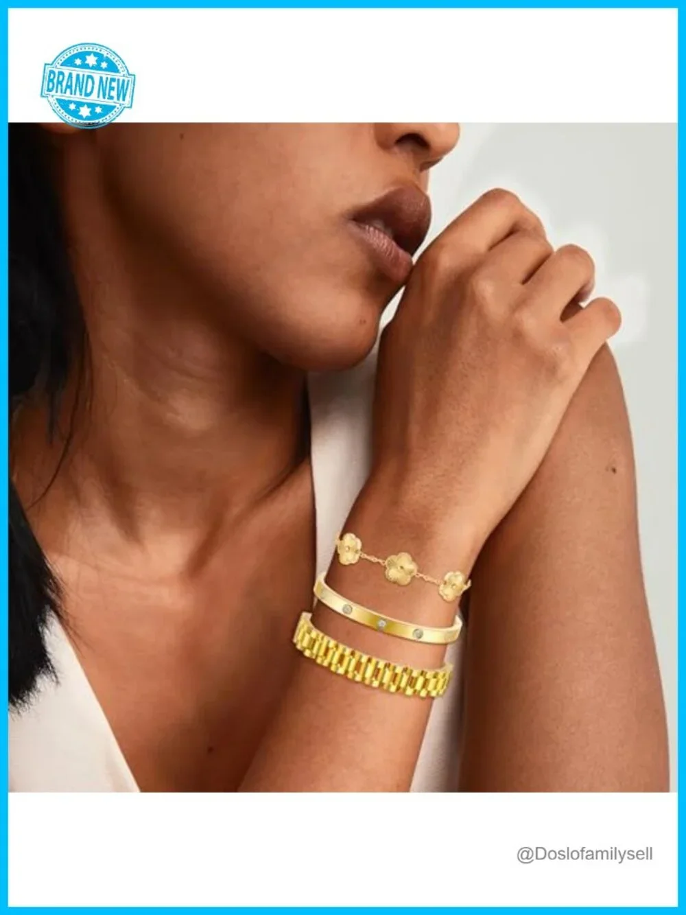 Stackable Link Bracelet Set - Stainless Steel Friendship Bangle with Adjustable